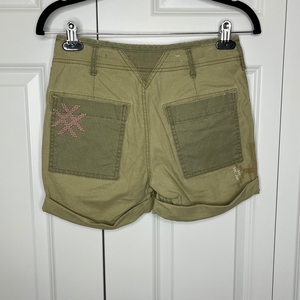 Pilcro Wanderer Embroidered Utility Shorts Green 24 Petite Anthropologie - Picture 4 of 13